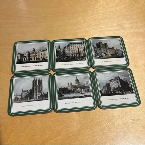 Other - London Scenes Beverage Coasters Cork Backed Set of Set Of 6 England Vintage